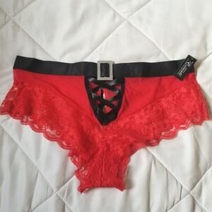New Escante Collection Red Buckle Open Back Panty
